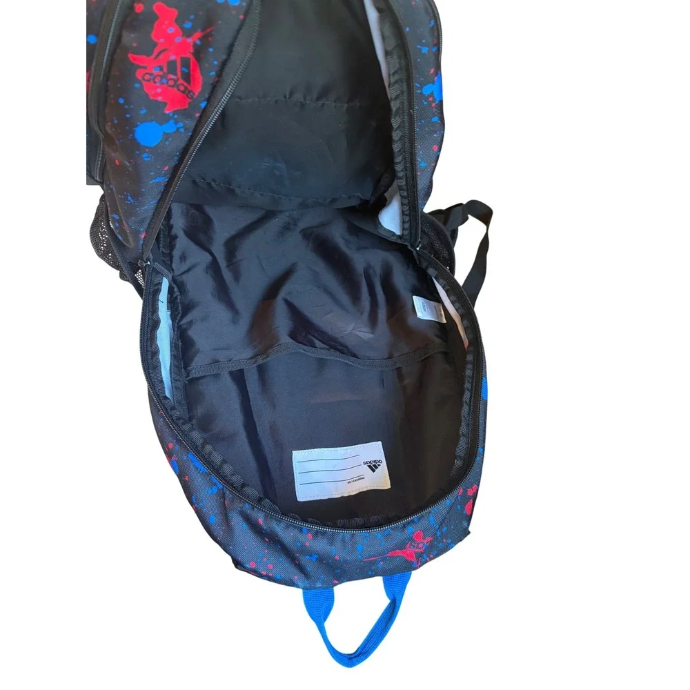 Adidas Young Creator Backpack Black Blue Red Paint Splatter Logo School Bag